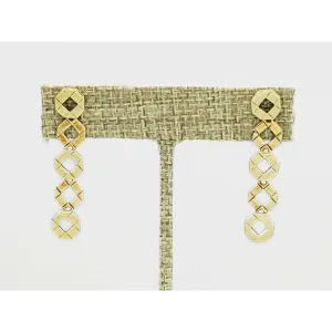 Open Octagon Link Dangle Earrings 14k Gold