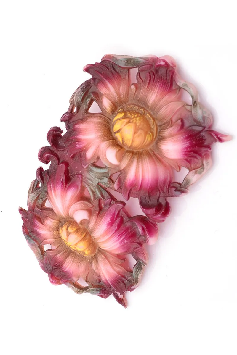 Outstanding Brooch Celluloid Vintage Early Plastic Flower C Clasp