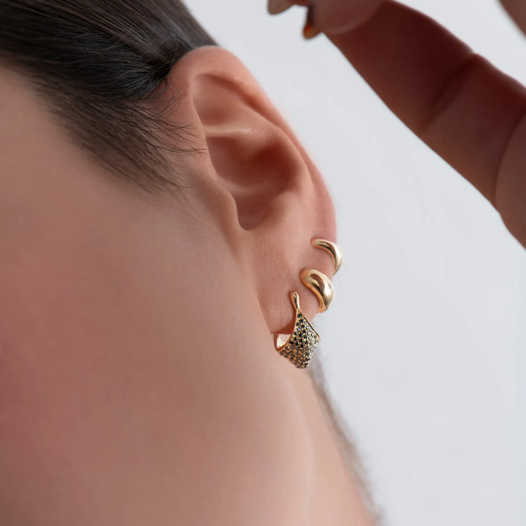 Puffy Solid Gold Huggie Earrings