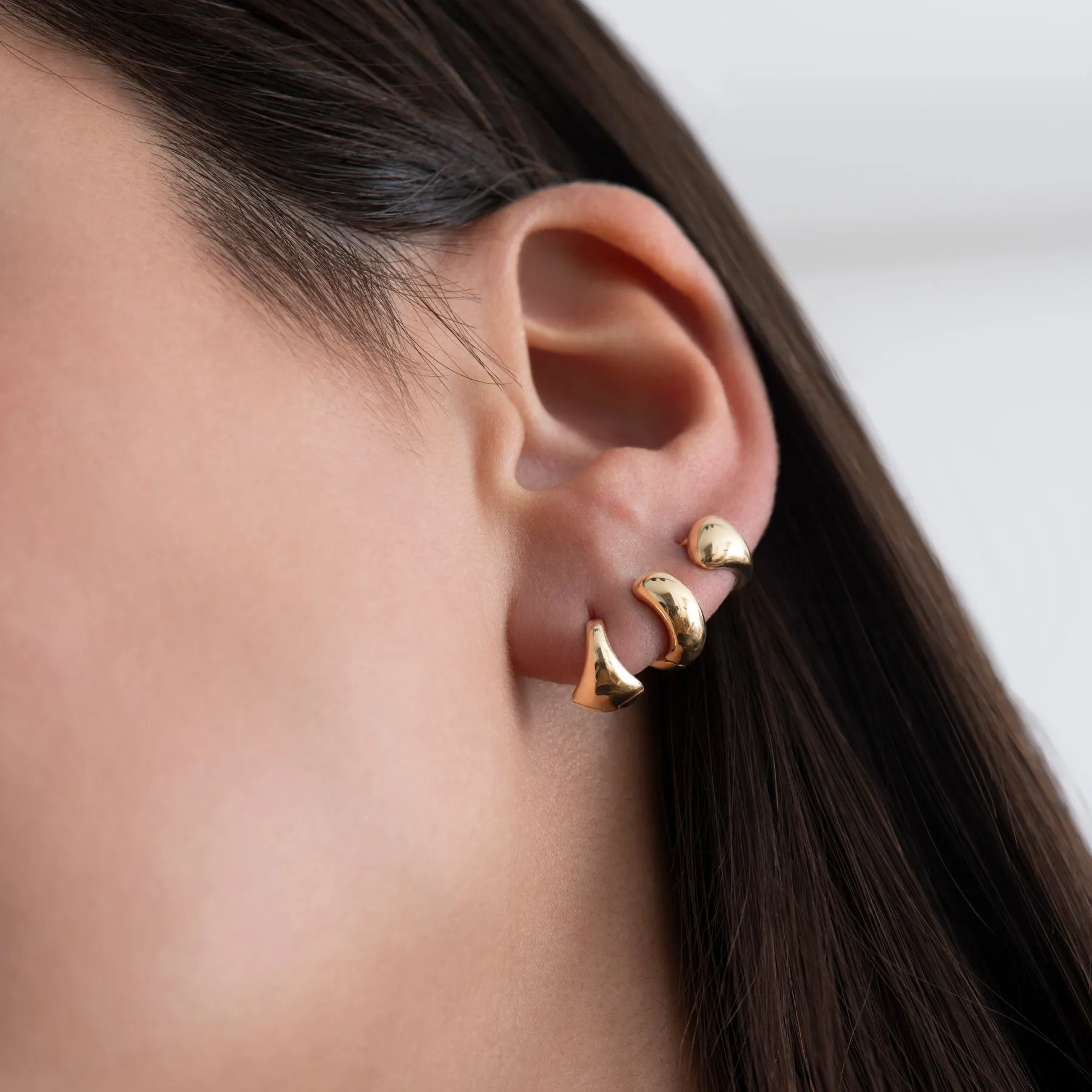 Puffy Solid Gold Huggie Earrings