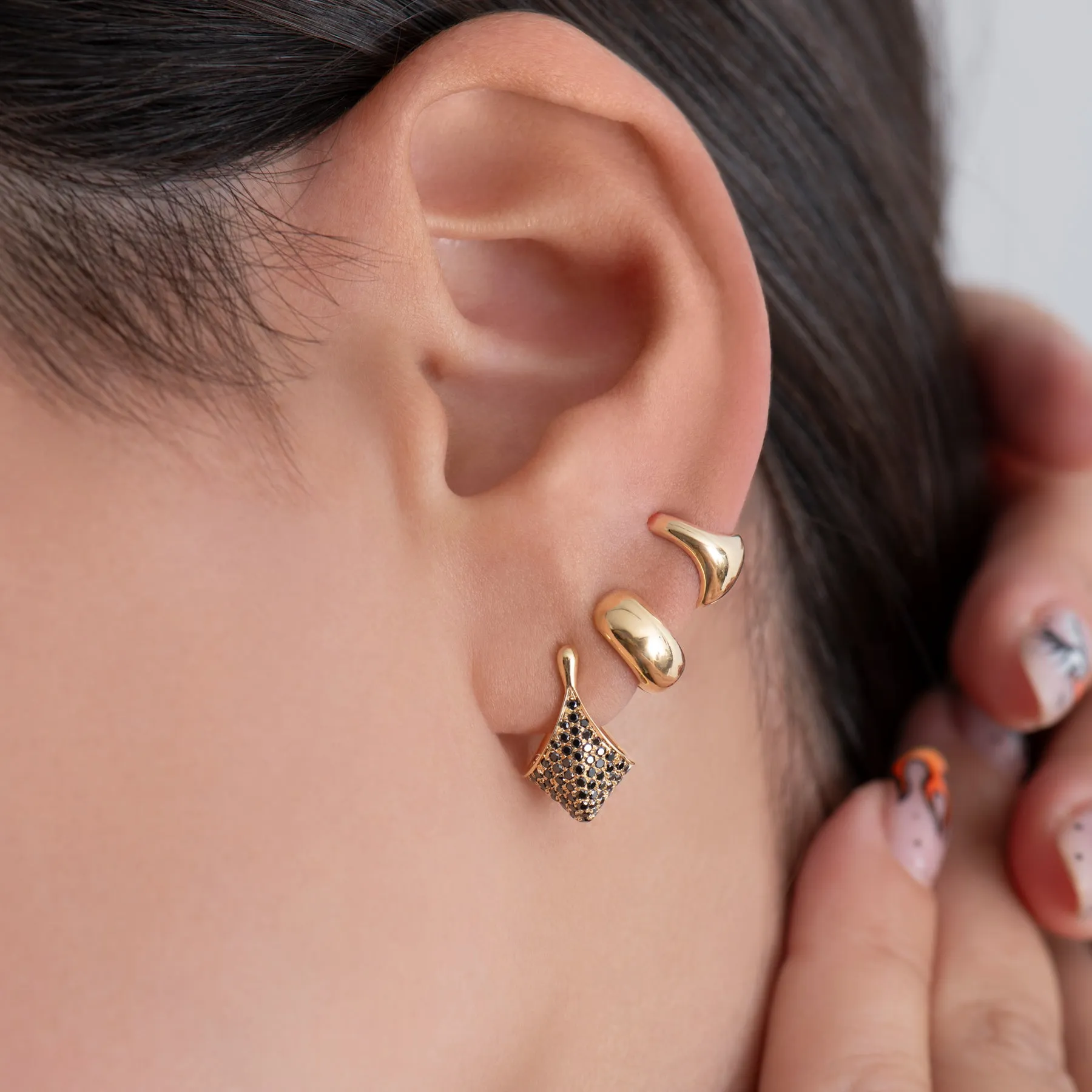 Puffy Solid Gold Huggie Earrings