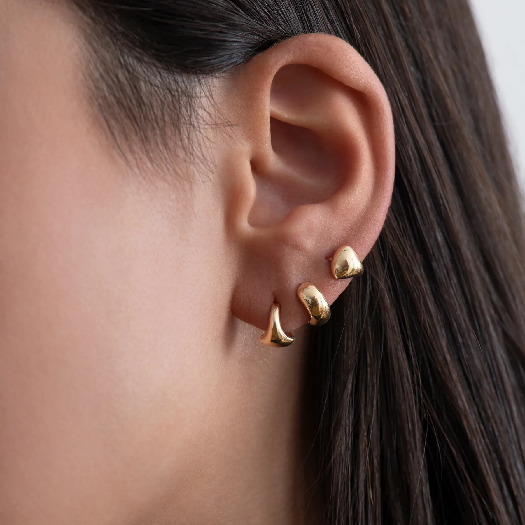 Puffy Solid Gold Huggie Earrings