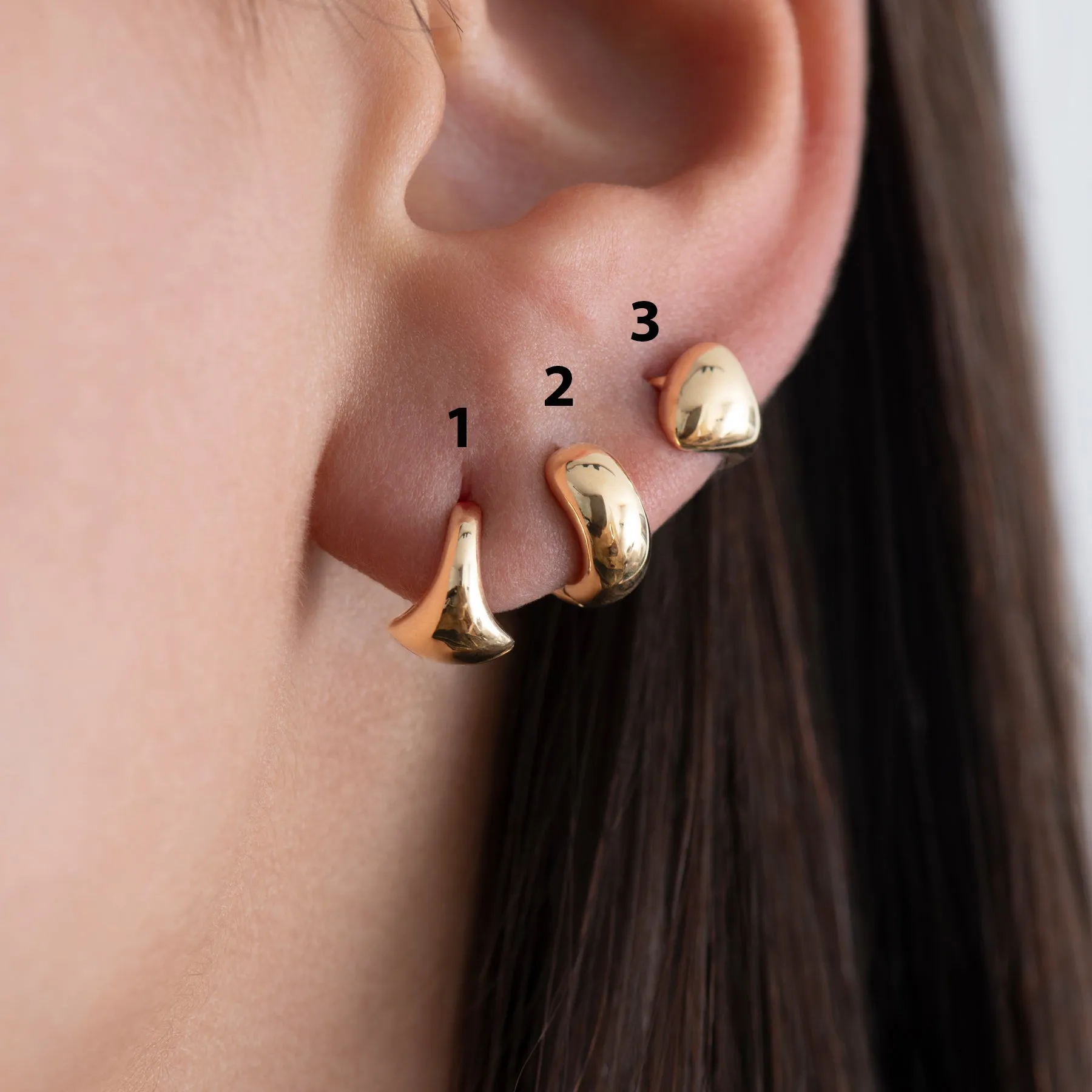 Puffy Solid Gold Huggie Earrings