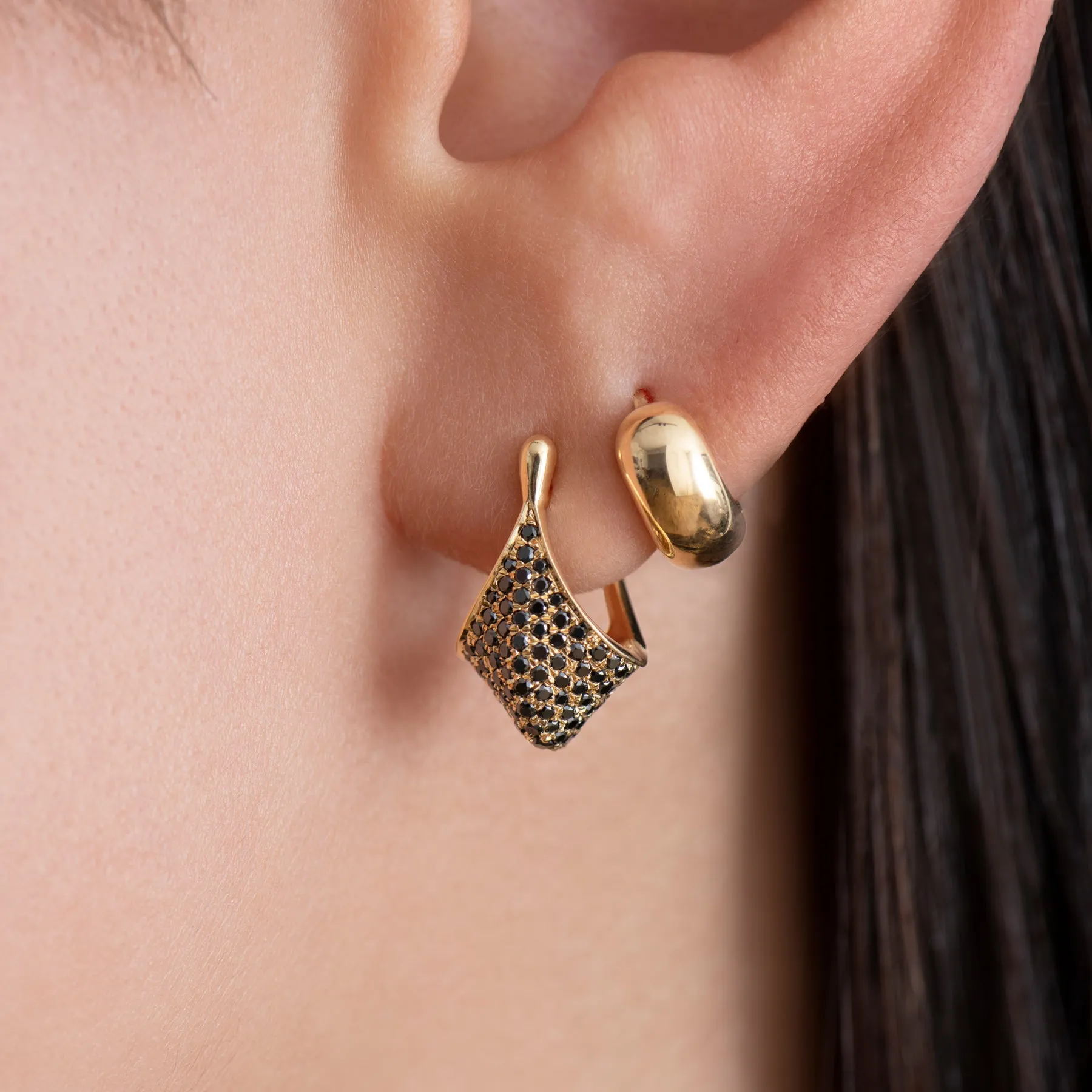 Puffy Solid Gold Huggie Earrings
