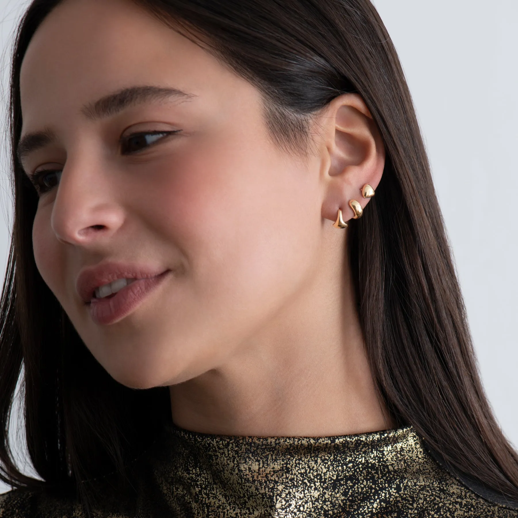 Puffy Solid Gold Huggie Earrings