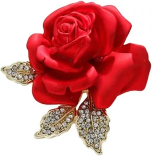 Rose Brooch for Women - Red Flower Brooches Pins and Brooches for Women Rhinestone Fashion Jewelry Gifts for Kids Classroom, Girls, Friends Women