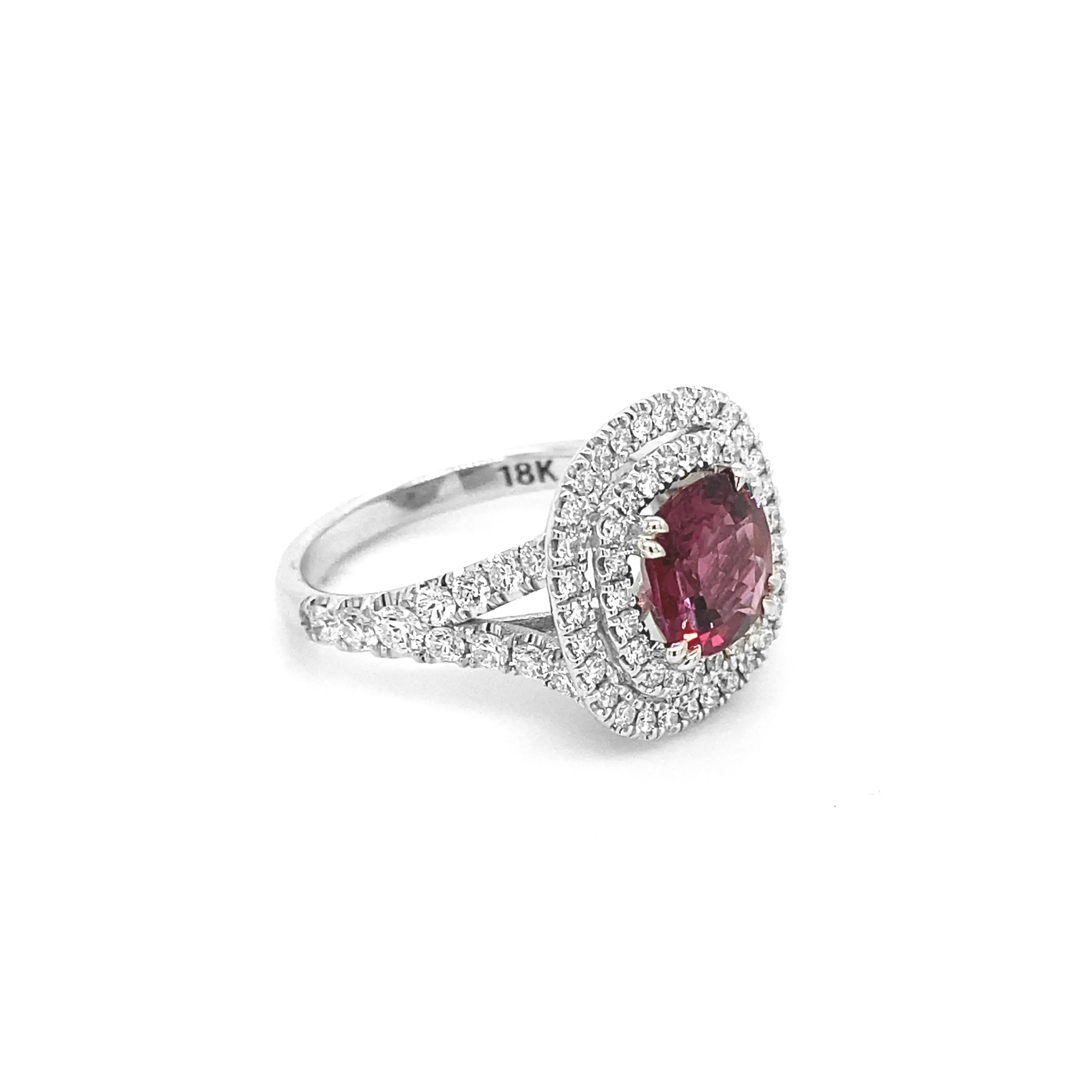 Round Spinel White Gold Ring R006N