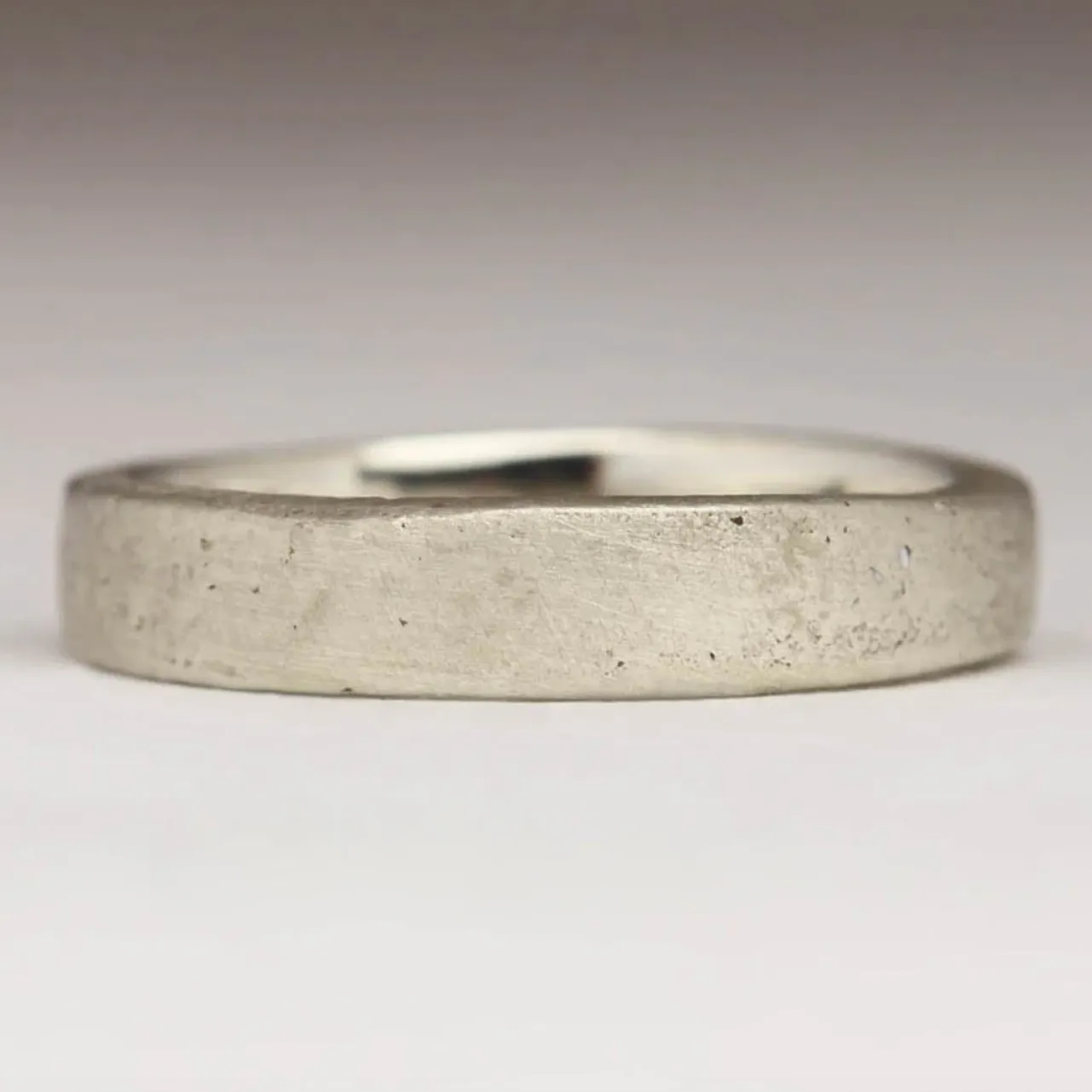 Sandcast White Gold Ring