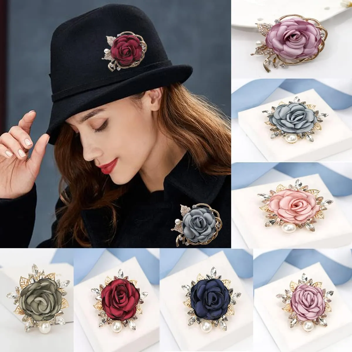 seven wolves Rose Flower Accessories Brooches Wedding Bridal Bouquet Brooch Pin Hairpin for Women
