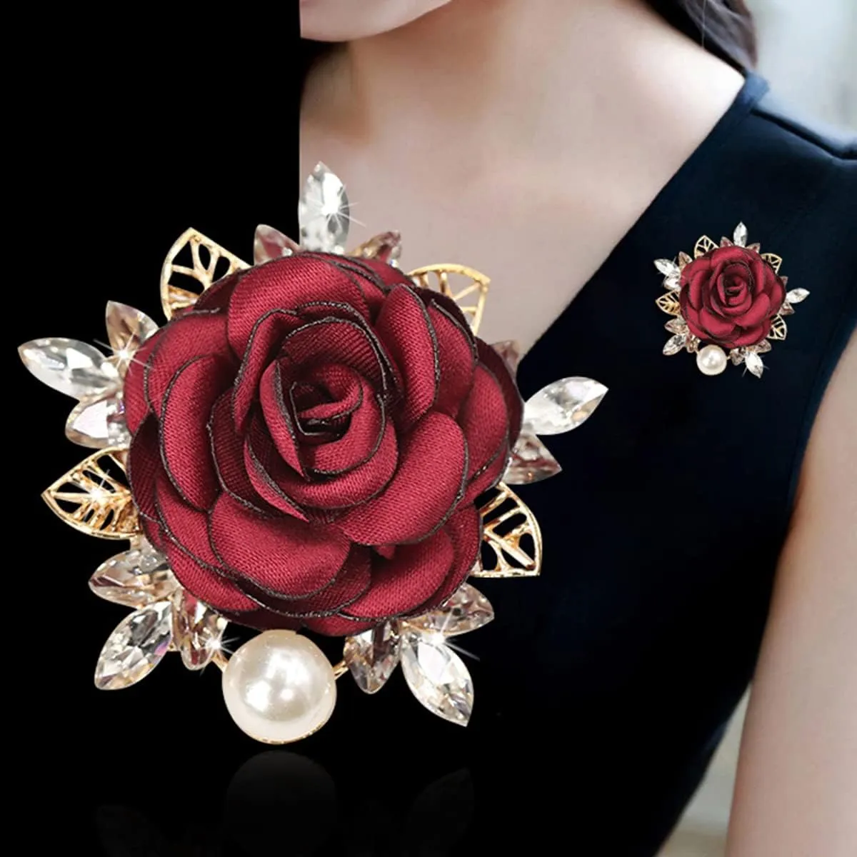 seven wolves Rose Flower Accessories Brooches Wedding Bridal Bouquet Brooch Pin Hairpin for Women