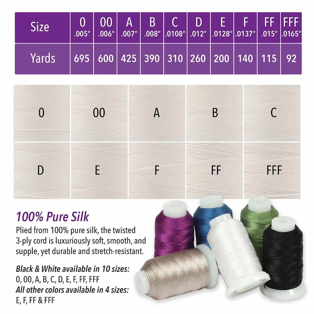 Silk Thread - WHITE .38mm (10m)