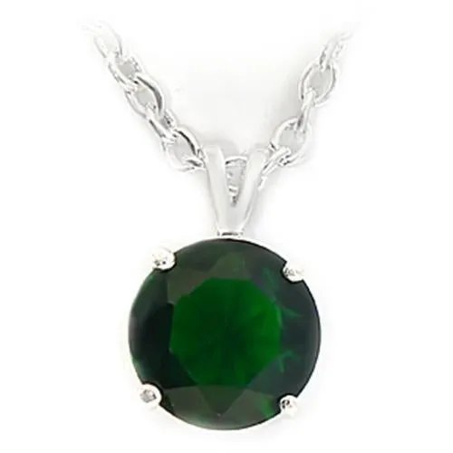 Silver Brass Chain Pendant with Synthetic Spinel in Emerald for Women Style LOA072