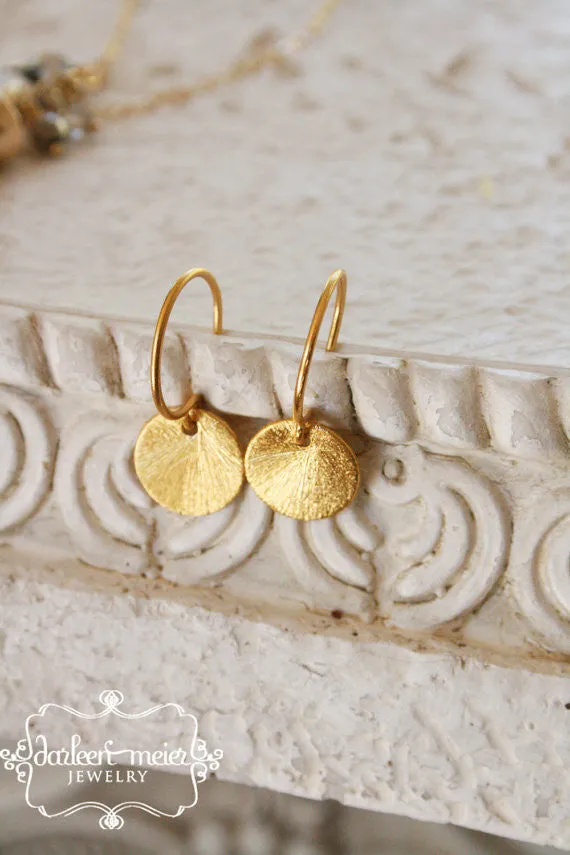 Small Round Gold Disc Earrings