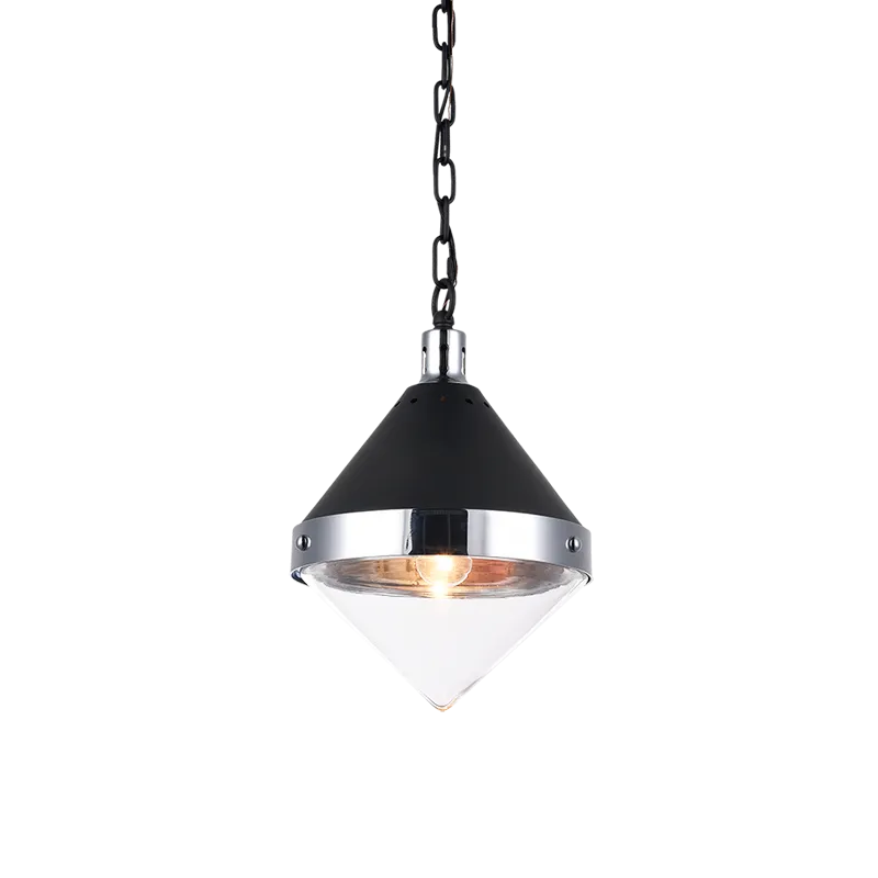 Sphercon Matte Black & Chrome 1 Light Pendant