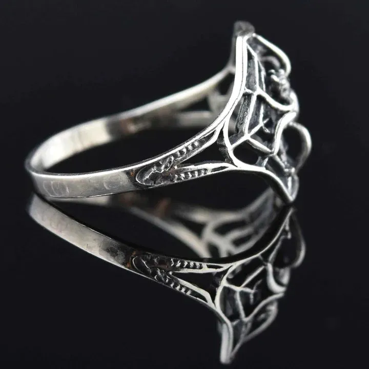 Spider Web Gothic Style 925 Sterling Silver Vintage Statement Rings For Women