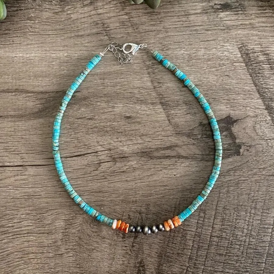 The Sagebrush Turquoise Spiney Oyster Choker Necklace