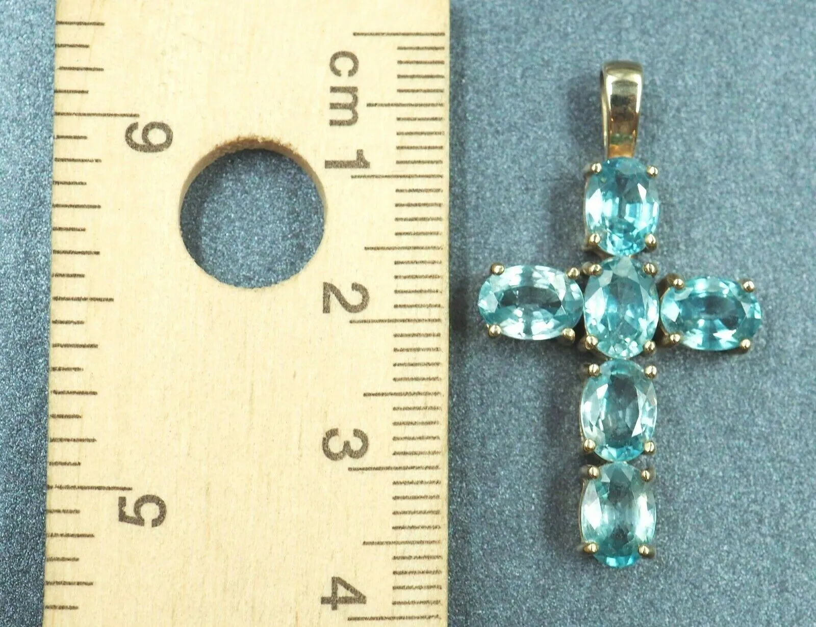 Topaz 9ct Yellow Gold Cross Pendant