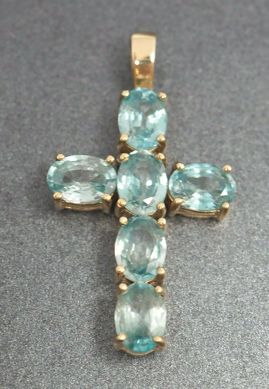 Topaz 9ct Yellow Gold Cross Pendant