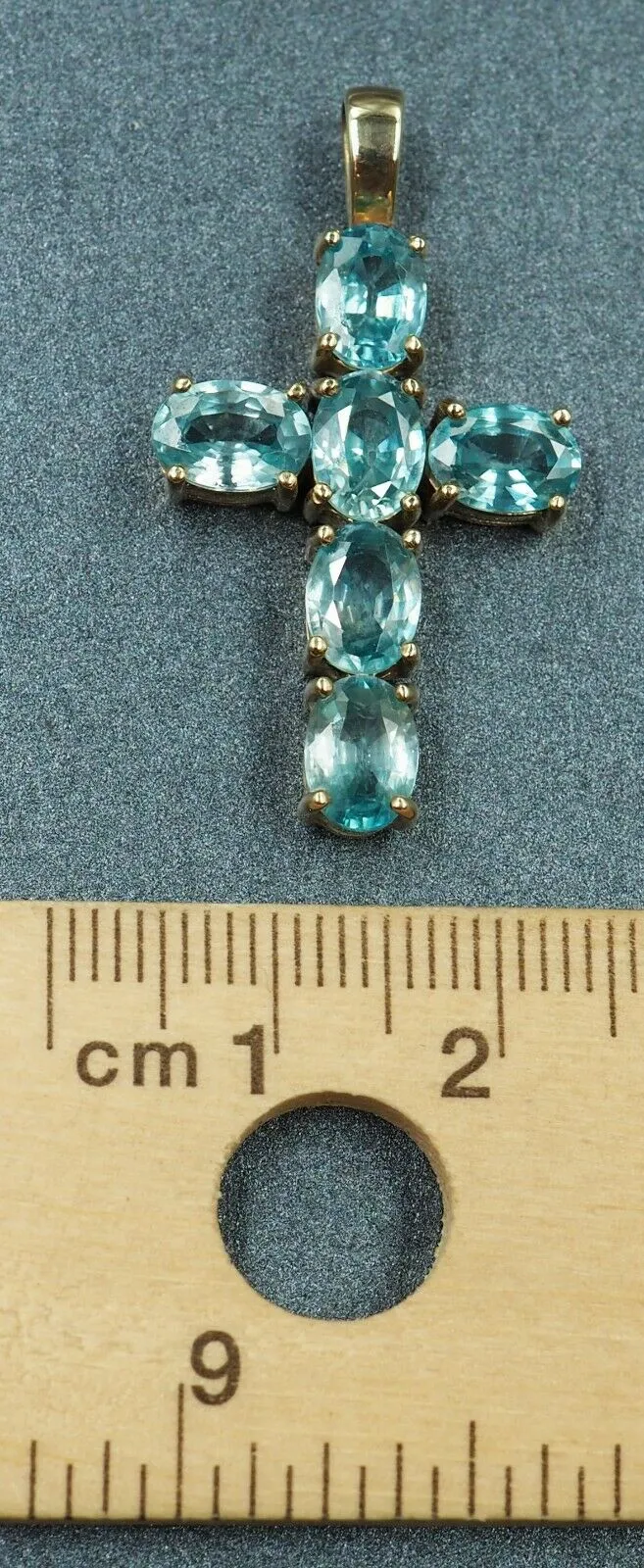 Topaz 9ct Yellow Gold Cross Pendant