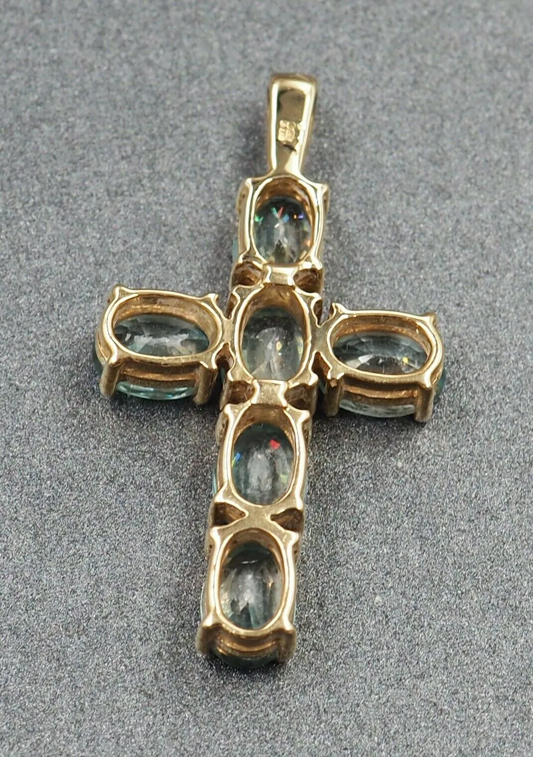 Topaz 9ct Yellow Gold Cross Pendant
