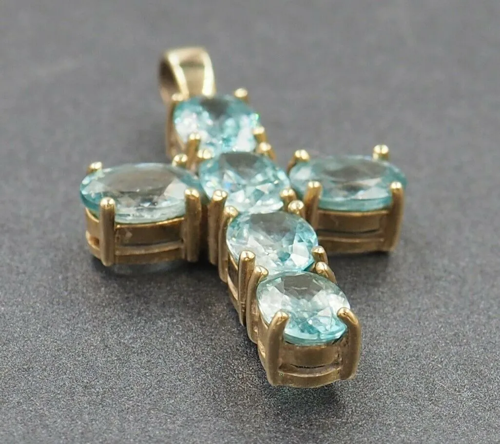 Topaz 9ct Yellow Gold Cross Pendant