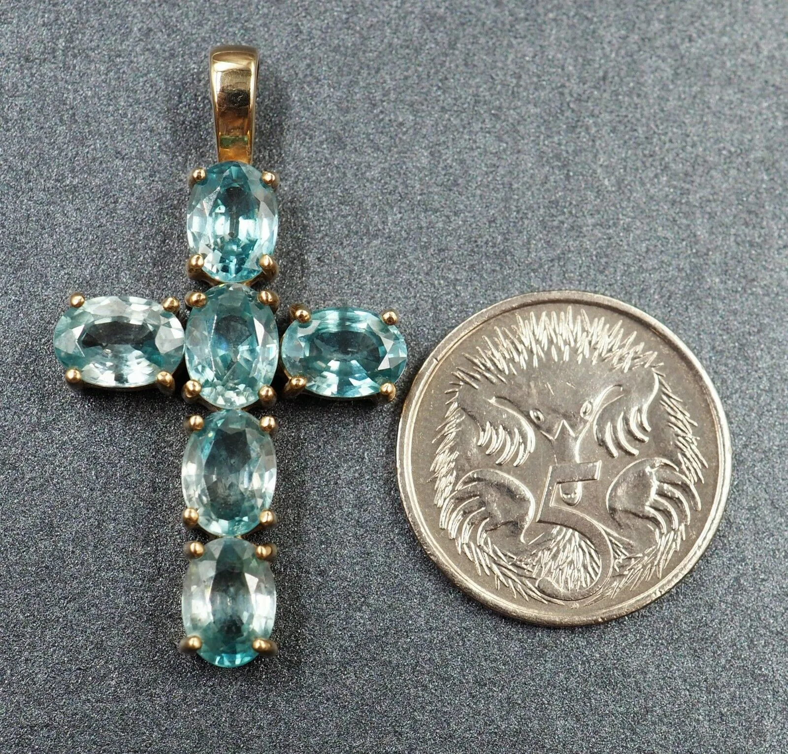 Topaz 9ct Yellow Gold Cross Pendant