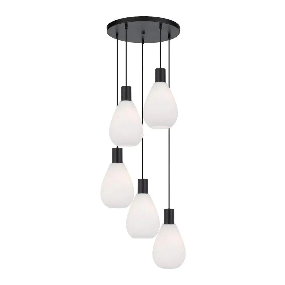 Tresor Pendant Light 5Lt in Black and Opal Matt