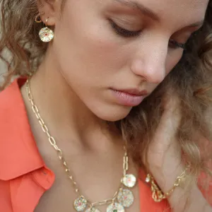 Vibrance Multicolour Fishhook Pendant Earring - Gold