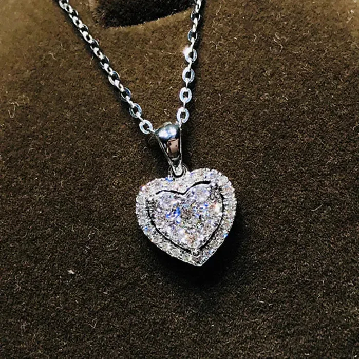 Vintage 2ct Green Moissanite Pendant 925 Silver Necklace