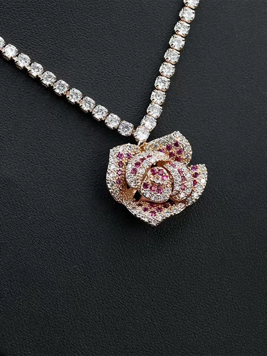 Vintage Floral Zircon Necklace and Earrings Set MSN110818