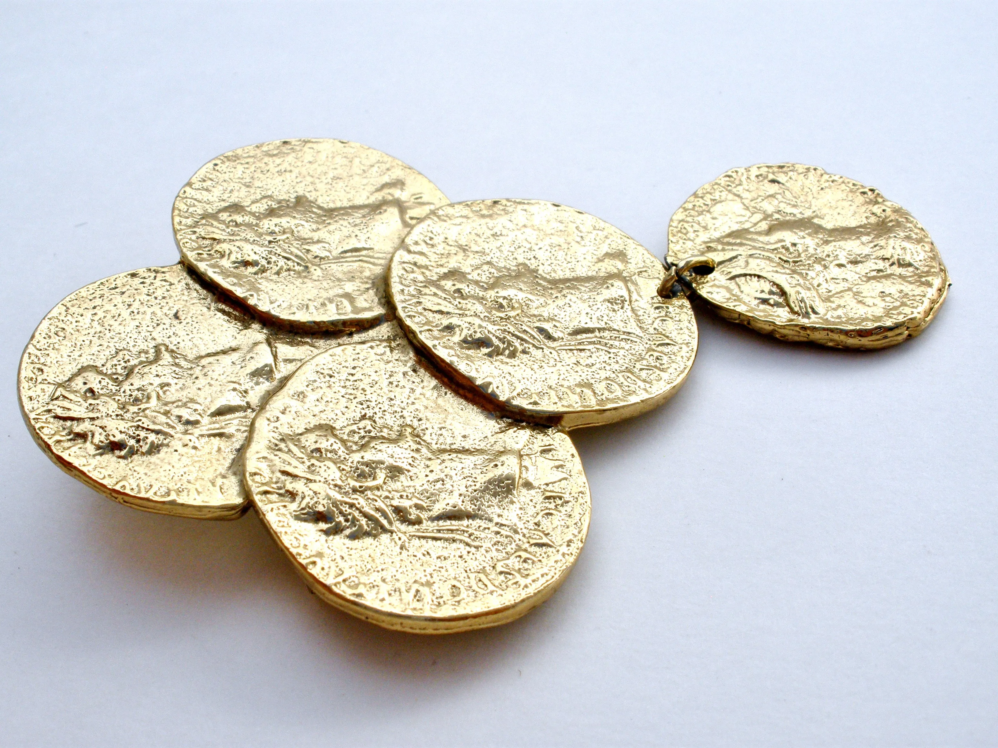 Vintage Gold Coin Brooch Pin by M Jent