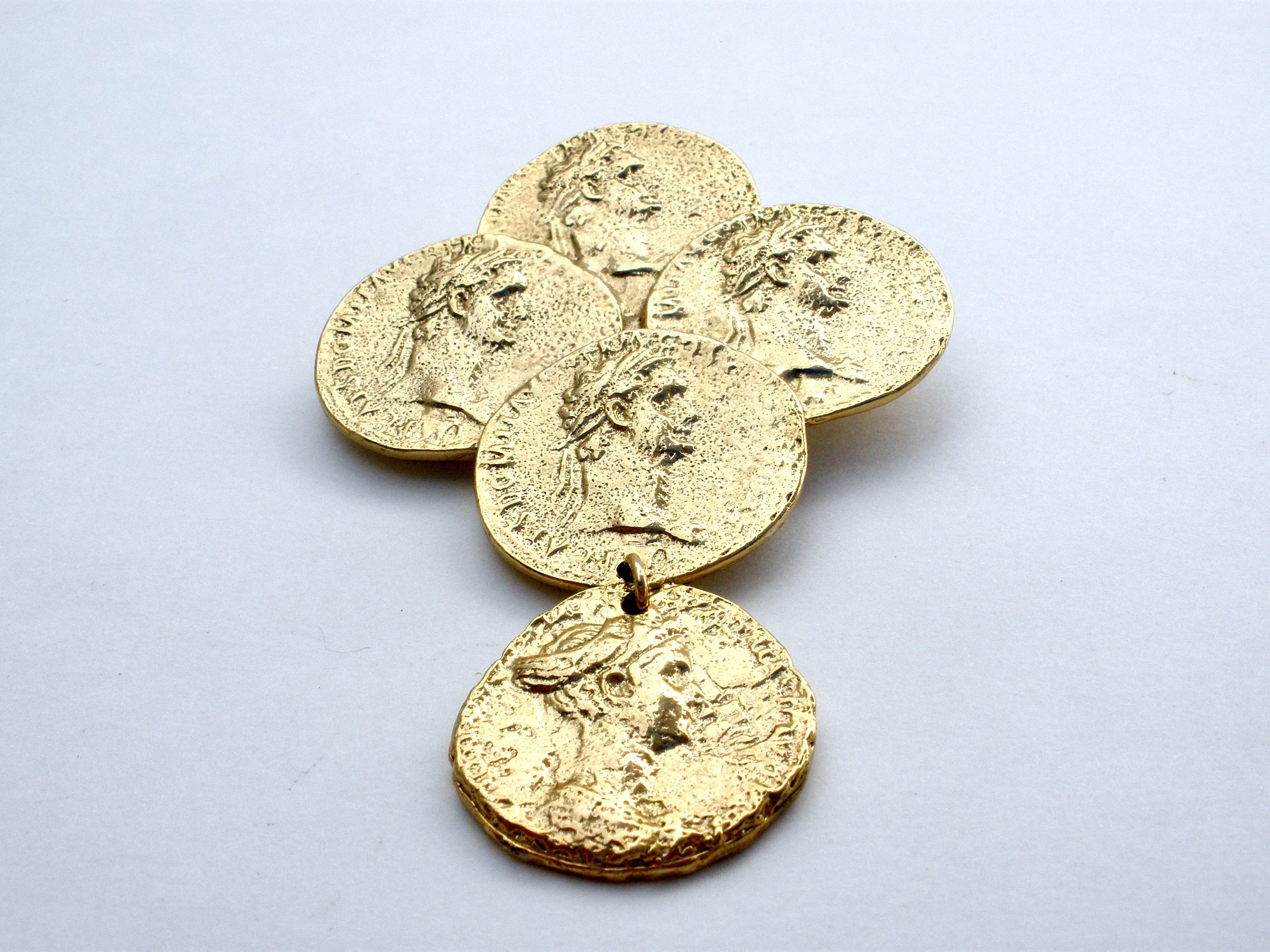 Vintage Gold Coin Brooch Pin by M Jent