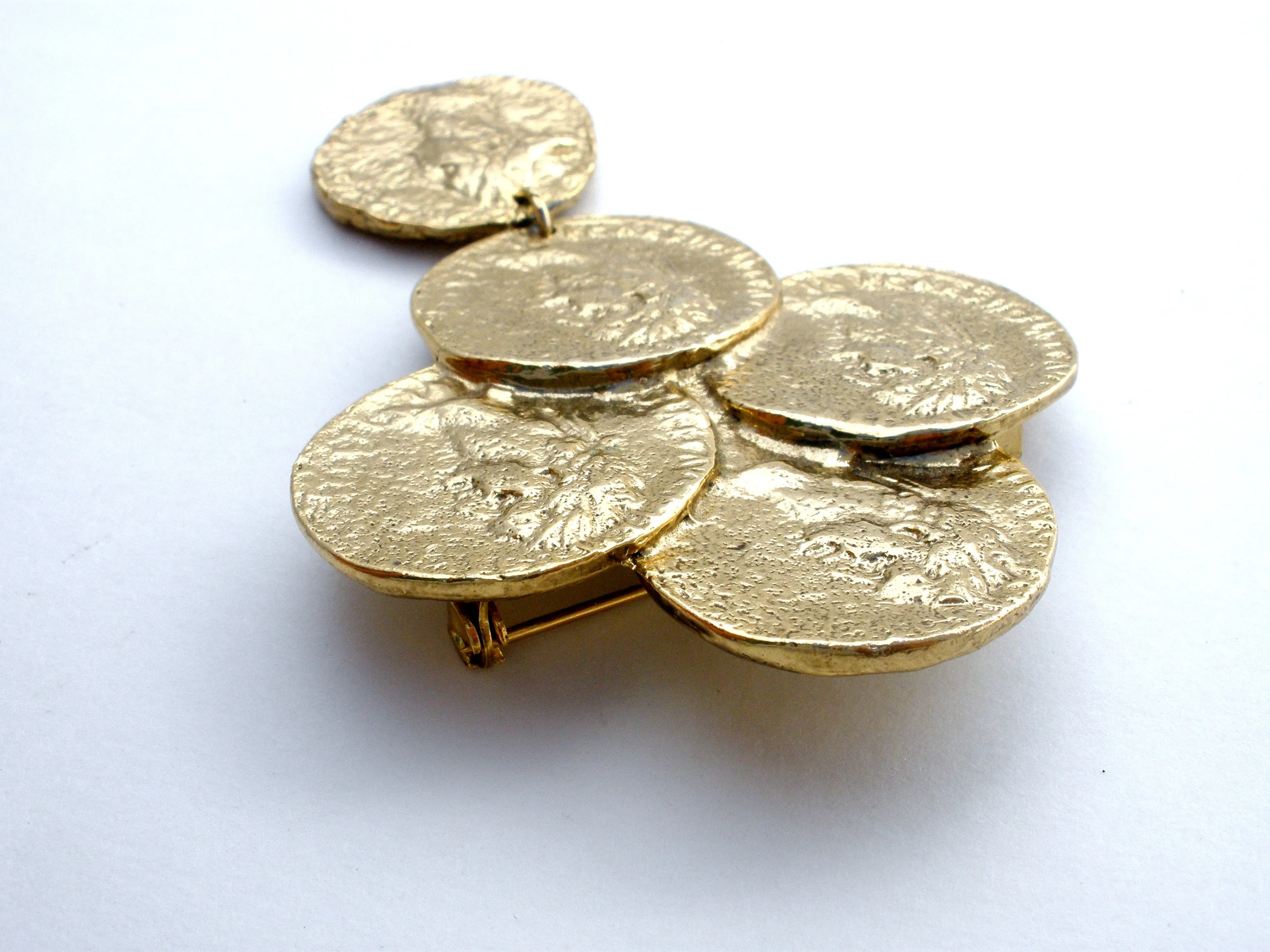 Vintage Gold Coin Brooch Pin by M Jent