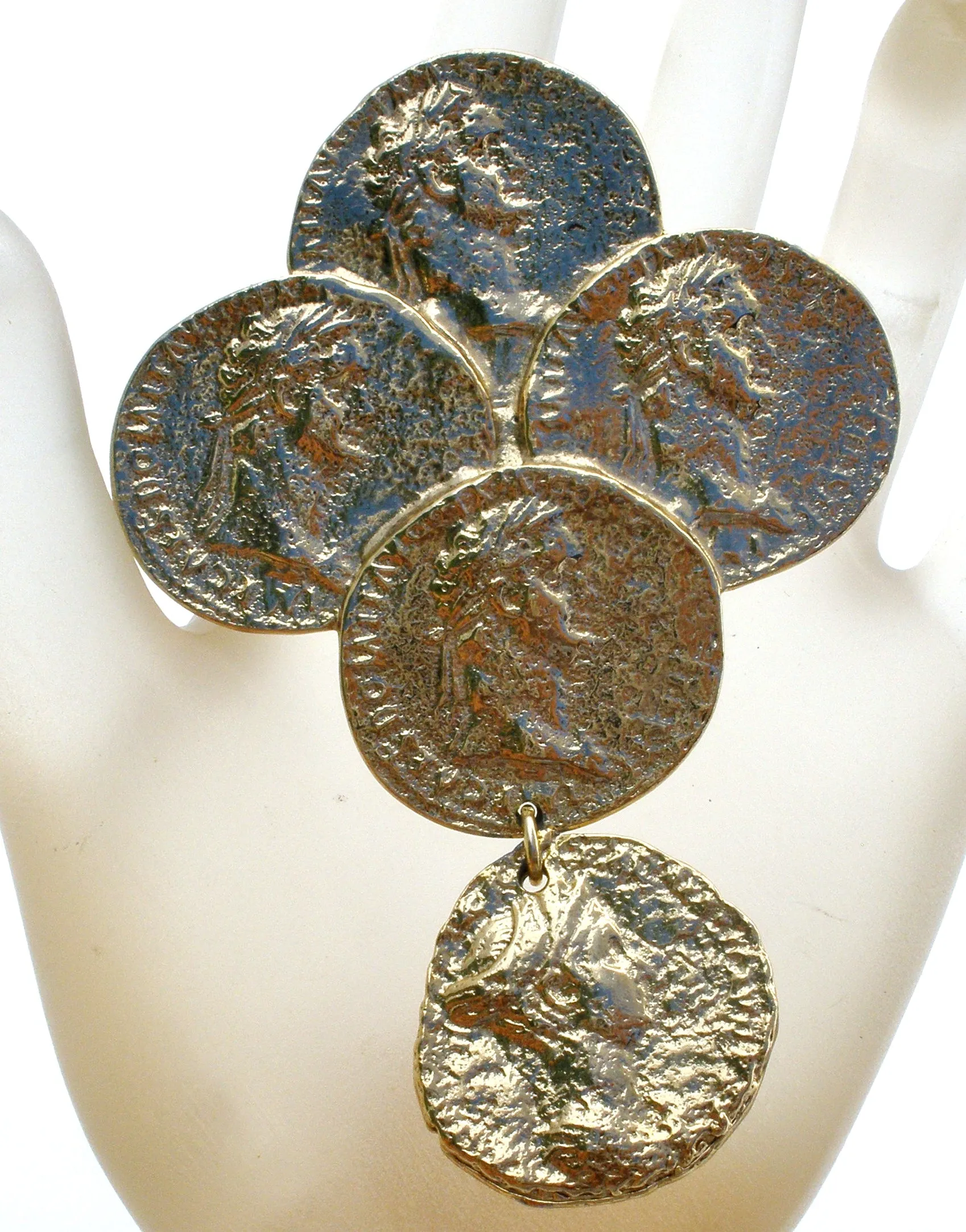 Vintage Gold Coin Brooch Pin by M Jent
