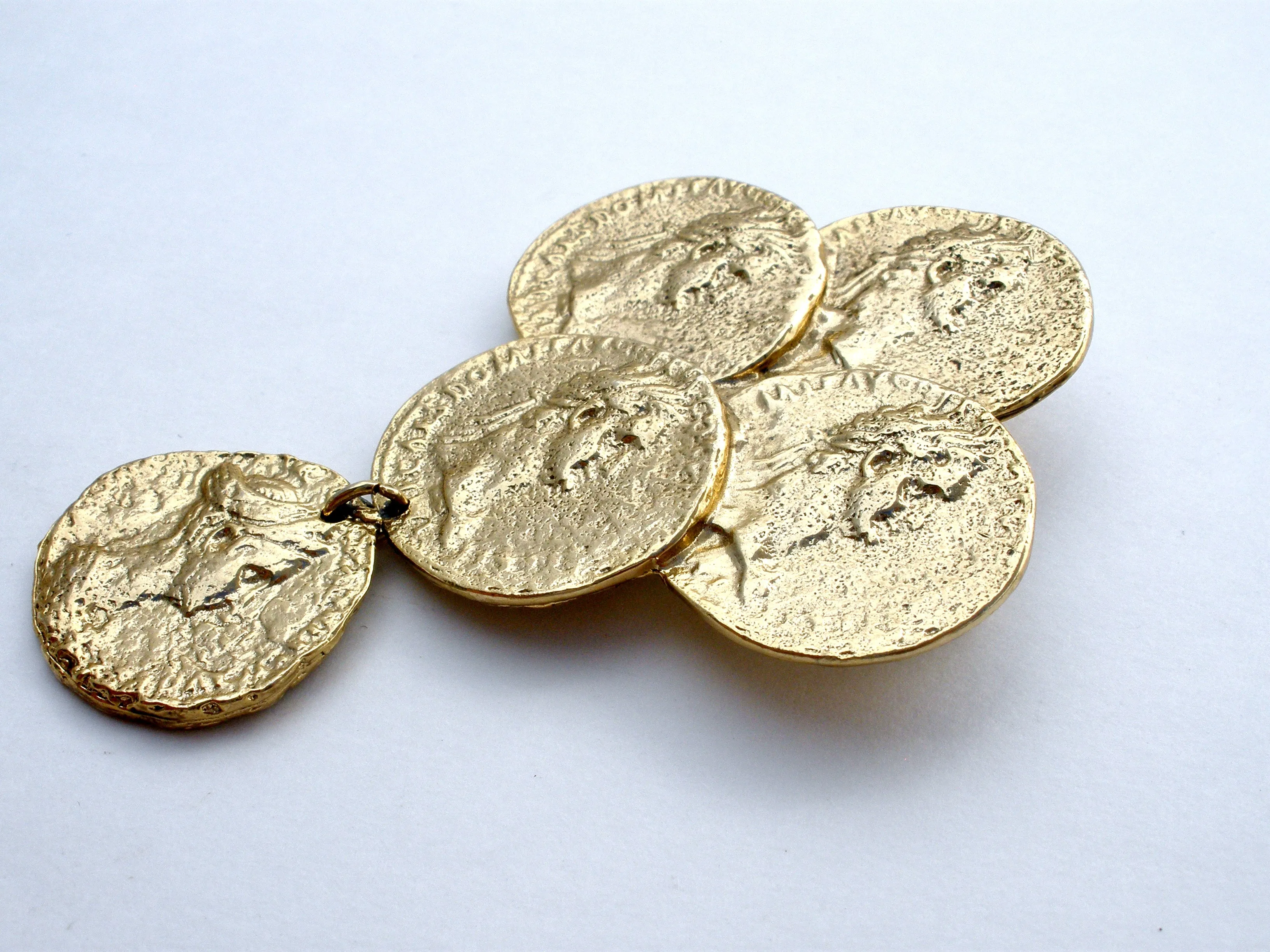 Vintage Gold Coin Brooch Pin by M Jent