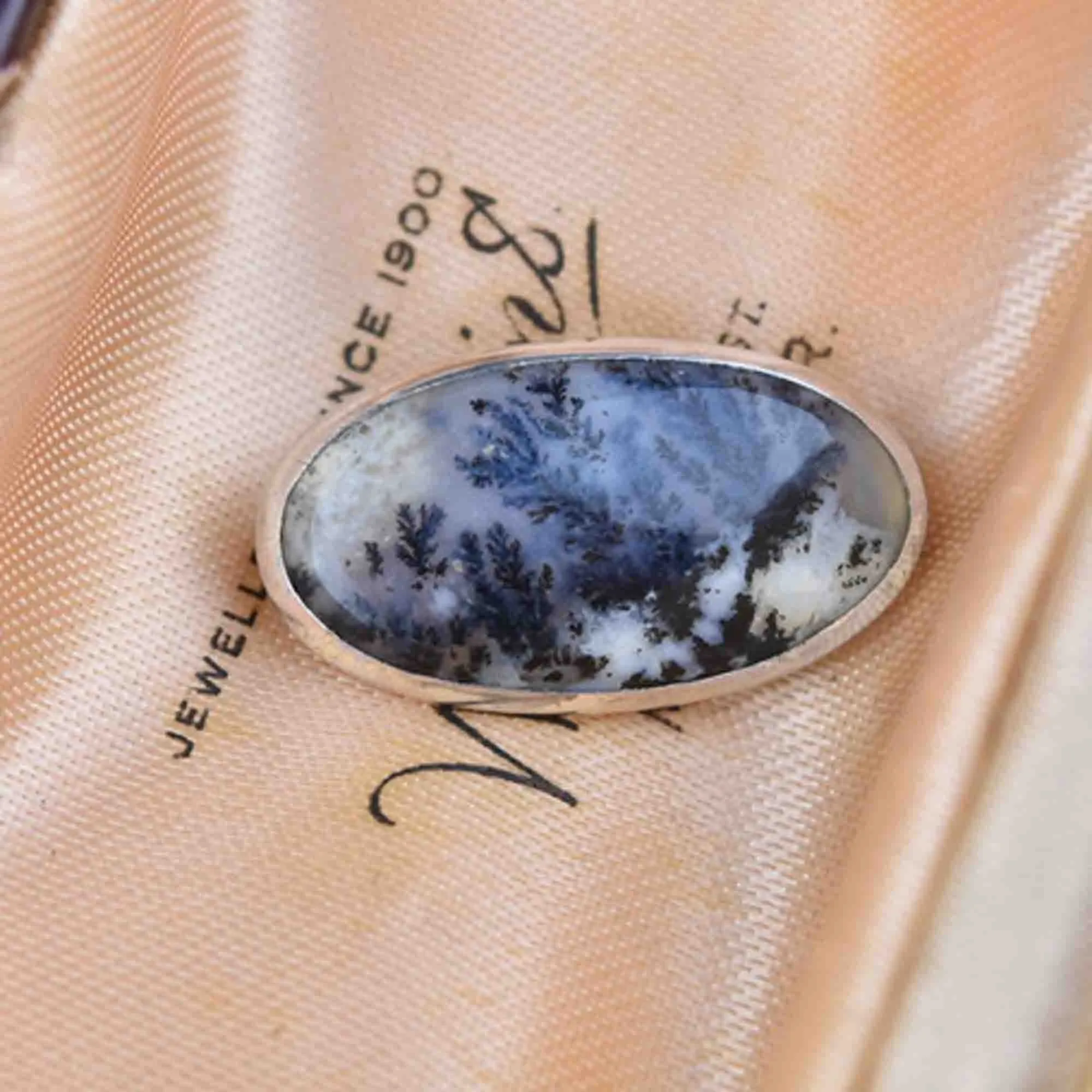 Vintage Silver Scottish Dendritic Moss Agate Brooch