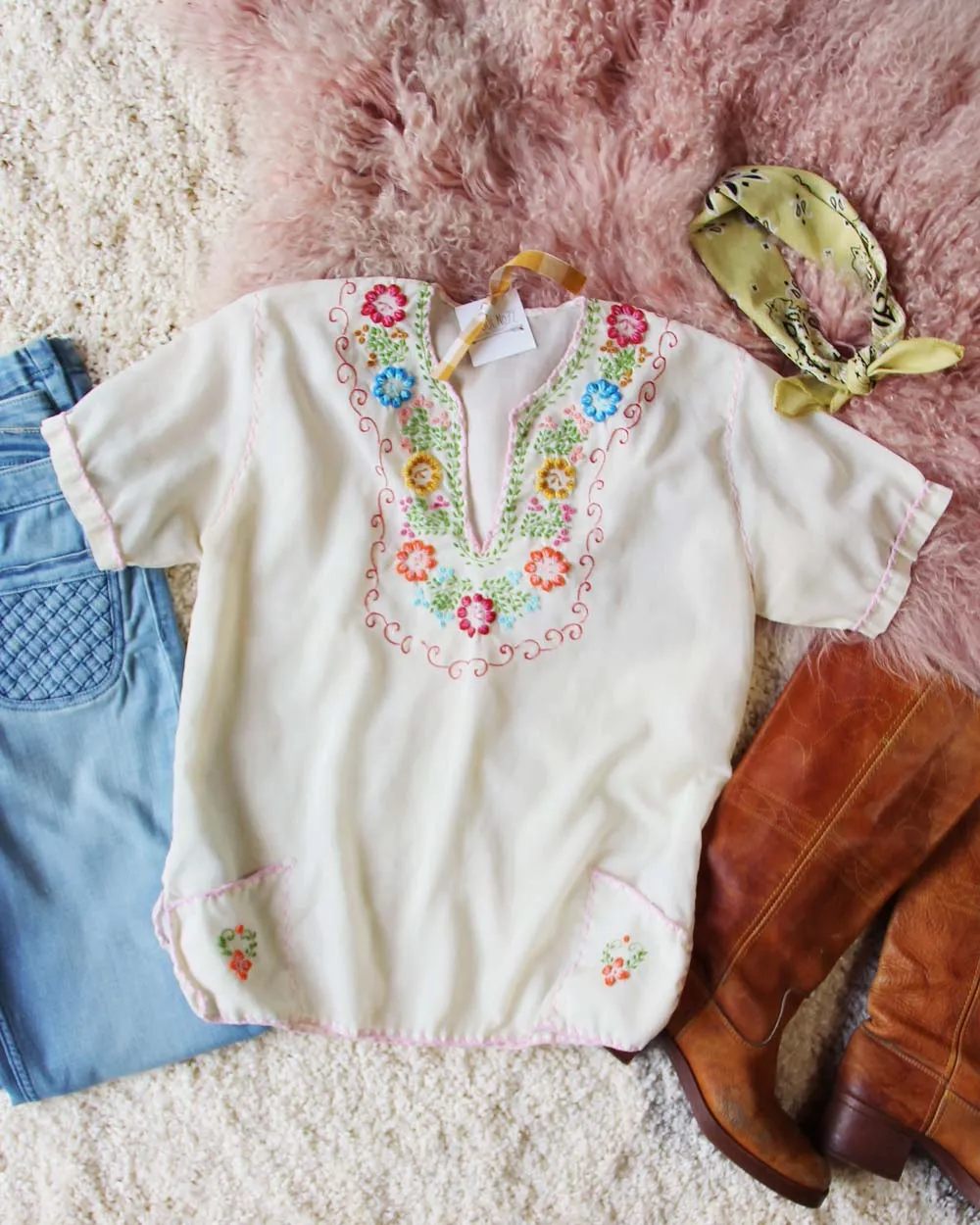 Vintage Swedish Embroidered Top